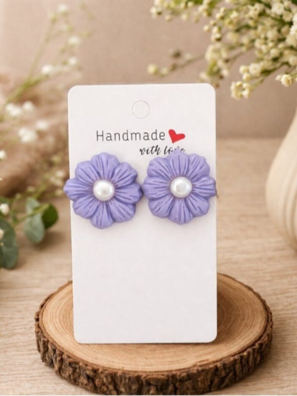 Genuine Pearl Hand Crafted Floral Stud Earrings